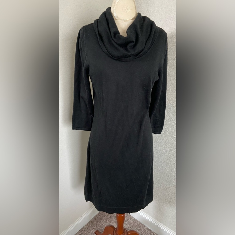 Limited Black Cowl Neck Sweater Dress MIDI Length,Size L